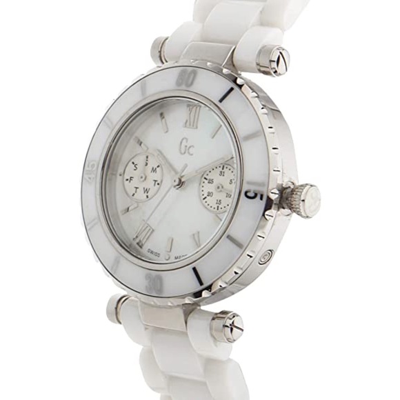 New Guess Collection 34mm Ceramic Case White Ceramic Mineral Women's Watch - Picture 4 of 6